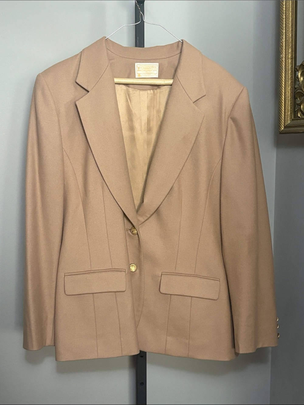 Pendleton VINTAGE Sz 16 Camel Wool Blazer Coat Jacket